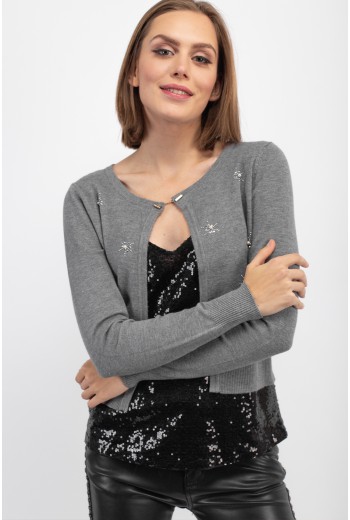 Grey soft beaded sweater